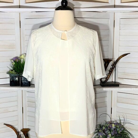 Vintage Beaded Cream Floral Top and Cardigan Set Large - Picture 1 of 11
